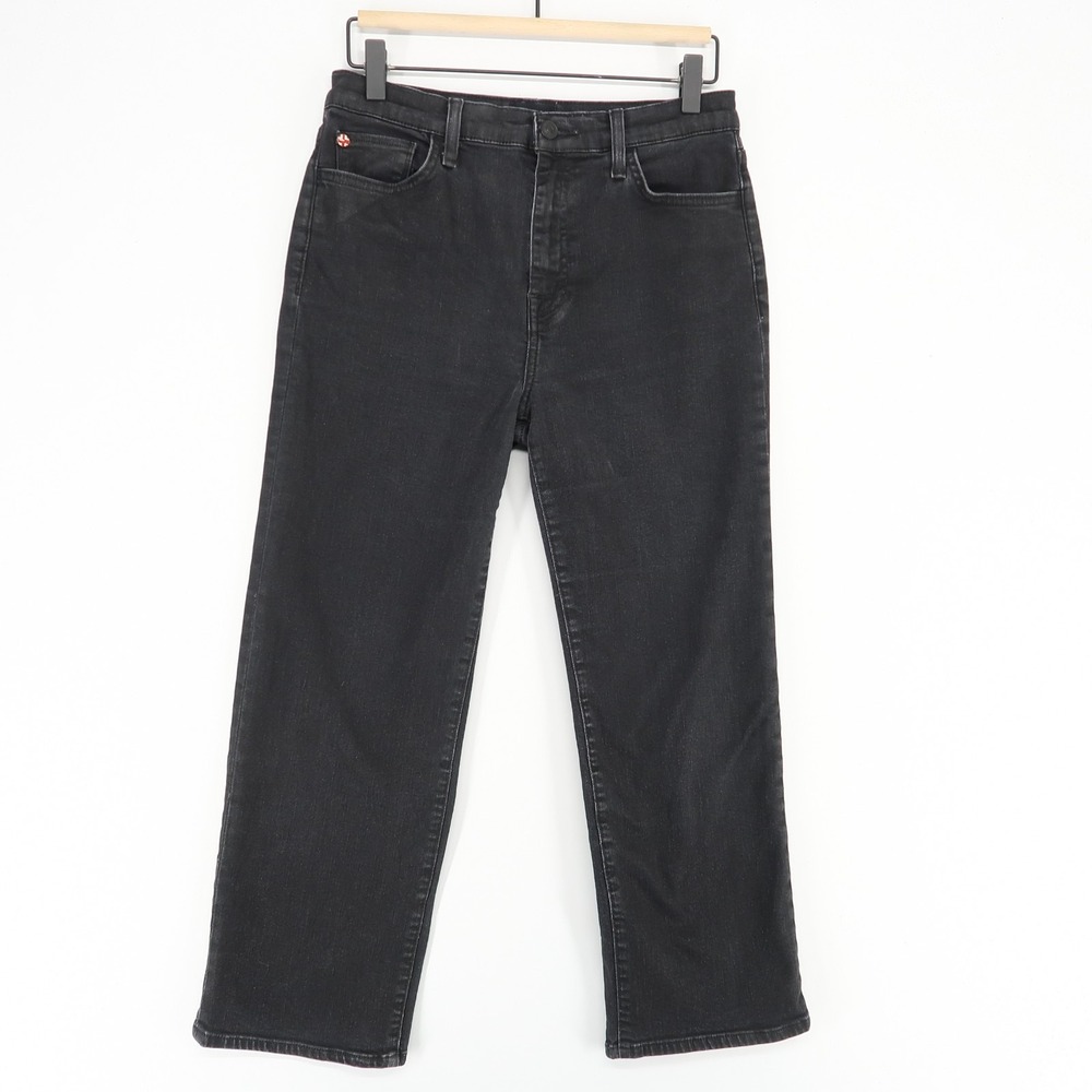 Hudson‎ Noa High Rise Straight Crop Jeans Womens 28 Washed Black Stellar Denim